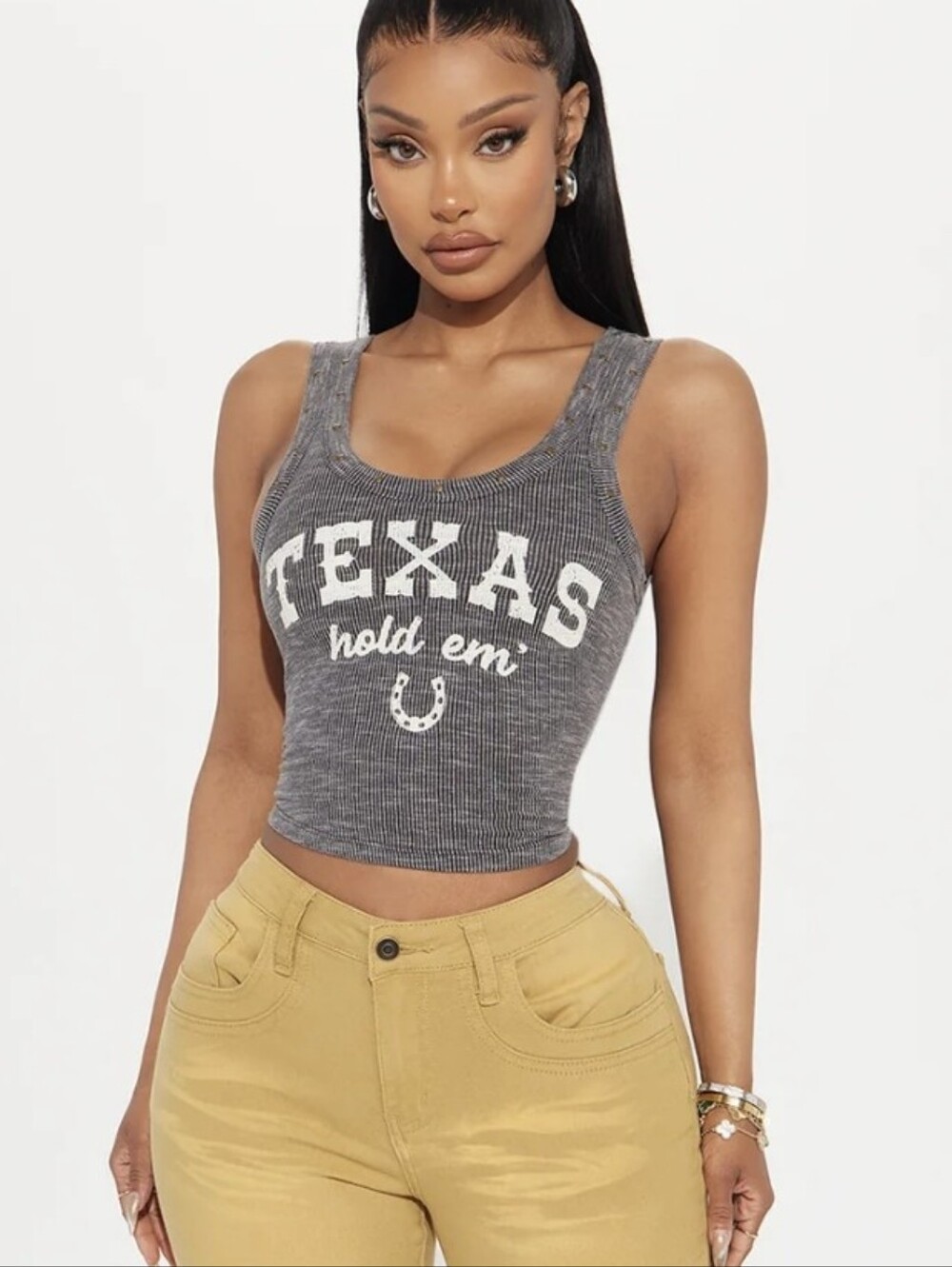 Fashion Nova, Texas Hold Em' Ribbed Top in Mocha